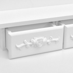 Schminktisch-Set mit Hocker Weiß 50x59x136cm Paulownia-Holz