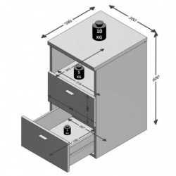 FMD Nachtschrank mit 2 Schubladen und Offenem Regal Lavagrau