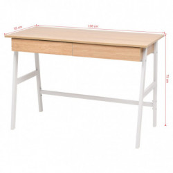 Schreibtisch 110×55×75 cm Eichenbraun und Weiß
