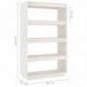 Bücherregal/Raumteiler Weiß 80x35x135 cm Massivholz Kiefer
