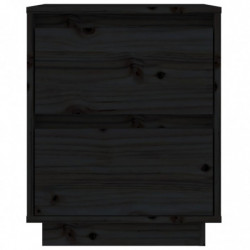 Nachttische 2 Stk. Schwarz 40x35x50 cm Massivholz Kiefer