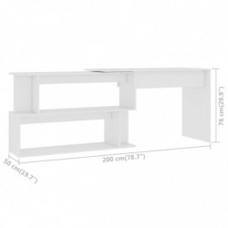 Eckschreibtisch Weiß 200x50x76 cm Spanplatte