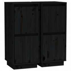 Sideboards 2 Stk. Schwarz 31,5x34x75 cm Massivholz Kiefer