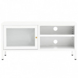 TV-Schrank Weiß 90x30x44 cm Stahl und Glas