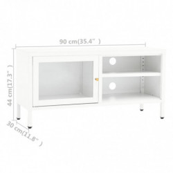 TV-Schrank Weiß 90x30x44 cm Stahl und Glas