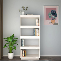Bücherregal/Raumteiler Weiß 60x35x135 cm Massivholz Kiefer