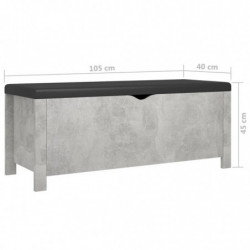 Sitzbank mit Stauraum und Kissen Betongrau 105x40x45 cm