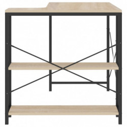 Computertisch Schwarz und Eiche-Optik 110x72x70 cm Spanplatte