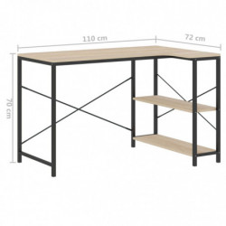 Computertisch Schwarz und Eiche-Optik 110x72x70 cm Spanplatte