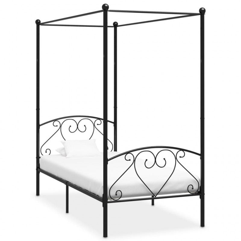 Himmelbett-Gestell Schwarz Metall 100 x 200 cm