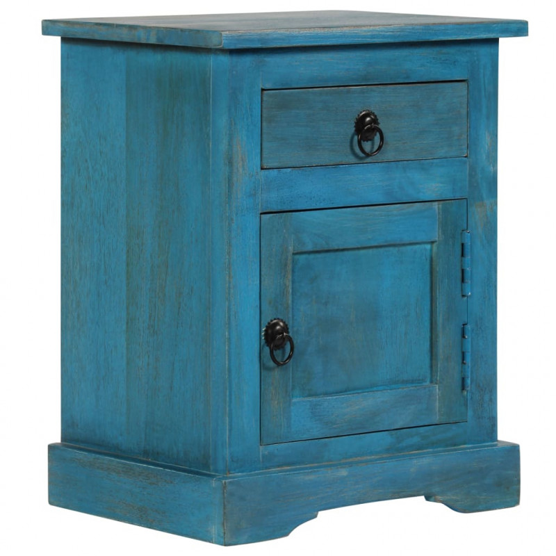 Nachttisch Mangoholz Massiv 40 x 30 x 50 cm Blau