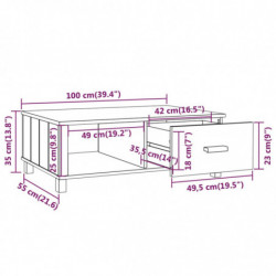 Couchtisch Dunkelgrau 100x55x35 cm Massivholz Kiefer