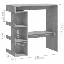 Bartisch mit Regal Betongrau 100x50x101,5 cm Spanplatte