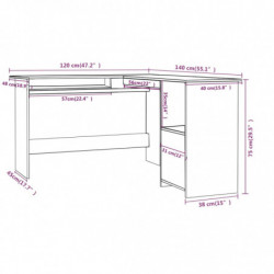 Eckschreibtisch in L-Form Betongrau 120×140×75 cm Spanplatte