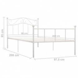 Bettgestell Weiß Metall 90×200 cm