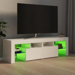 TV-Schrank mit LED-Leuchten Hochglanz-Weiß 140x35x40 cm