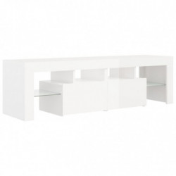 TV-Schrank mit LED-Leuchten Hochglanz-Weiß 140x35x40 cm