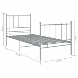 Bett Grau Metall 100x200 cm