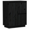 Sideboard Schwarz 60x34x75 cm Massivholz Kiefer