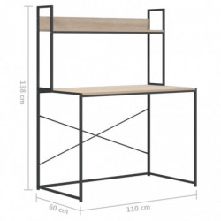 Computertisch Schwarz und Eiche-Optik 110x60x138 cm Spanplatte