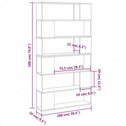 Bücherregal Raumteiler Schwarz 100x24x188 cm