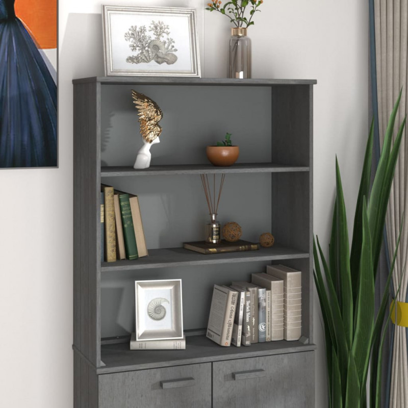 Aufsatz für Highboard Dunkelgrau 85x35x100 cm Massivholz Kiefer