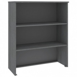 Aufsatz für Highboard Dunkelgrau 85x35x100 cm Massivholz Kiefer