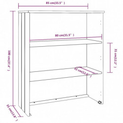 Aufsatz für Highboard Dunkelgrau 85x35x100 cm Massivholz Kiefer