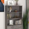 Aufsatz für Highboard Hellgrau 85x35x100 cm Massivholz Kiefer