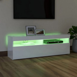 TV-Schrank mit LED-Leuchten Hochglanz-Weiß 120x35x40 cm