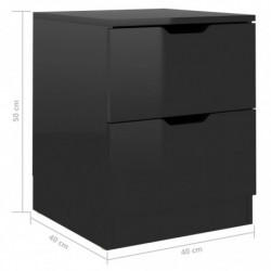 Nachttische 2 Stk. Hochglanz-Schwarz 40x40x50 cm Spanplatte