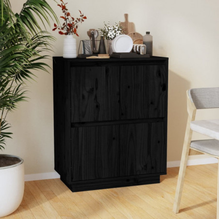 Sideboard Schwarz 60x34x75 cm Massivholz Kiefer