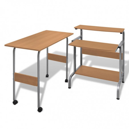 Computertisch Schreibtisch Computerwagen PC Tisch Bürotisch Braun