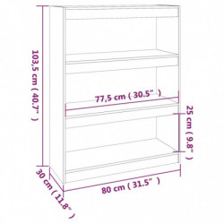 Bücherregal Raumteiler 80x30x103,5 cm Massivholz Kiefer