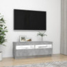 TV-Schrank mit LED-Leuchten Betongrau 100x35x40 cm