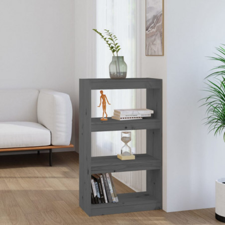 Bücherregal/Raumteiler Grau 60x30x103,5 cm Massivholz Kiefer