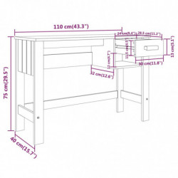 Schreibtisch Dunkelgrau 110x40x75 cm Massivholz Kiefer