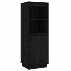 Highboard Schwarz 37x34x110 cm Massivholz Kiefer