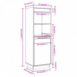 Highboard Schwarz 37x34x110 cm Massivholz Kiefer