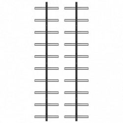 Wand-Weinregale für 20 Flaschen 2 Stk. Schwarz Metall