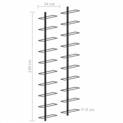 Wand-Weinregale für 20 Flaschen 2 Stk. Schwarz Metall