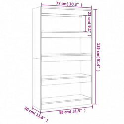 Bücherregal/Raumteiler Braun Eiche 80x30x135 cm Spanplatte