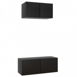 2-tlg. TV-Schrank-Set Schwarz Spanplatte