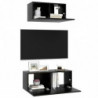 2-tlg. TV-Schrank-Set Schwarz Spanplatte