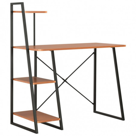 Schreibtisch mit Regaleinheit Schwarz und Braun 102×50×117 cm