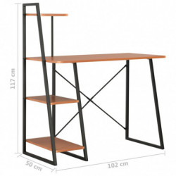 Schreibtisch mit Regaleinheit Schwarz und Braun 102×50×117 cm