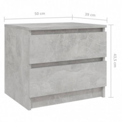 Nachttische 2 Stk. Betongrau 50x39x43,5 cm Spanplatte