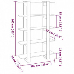 Bücherregal/Raumteiler Räuchereiche 100×30×160 cm