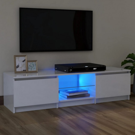 TV-Schrank mit LED-Leuchten Hochglanz-Weiß 120x30x35,5 cm