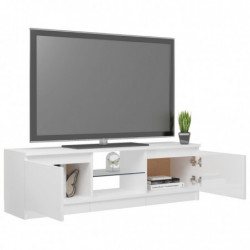 TV-Schrank mit LED-Leuchten Hochglanz-Weiß 120x30x35,5 cm